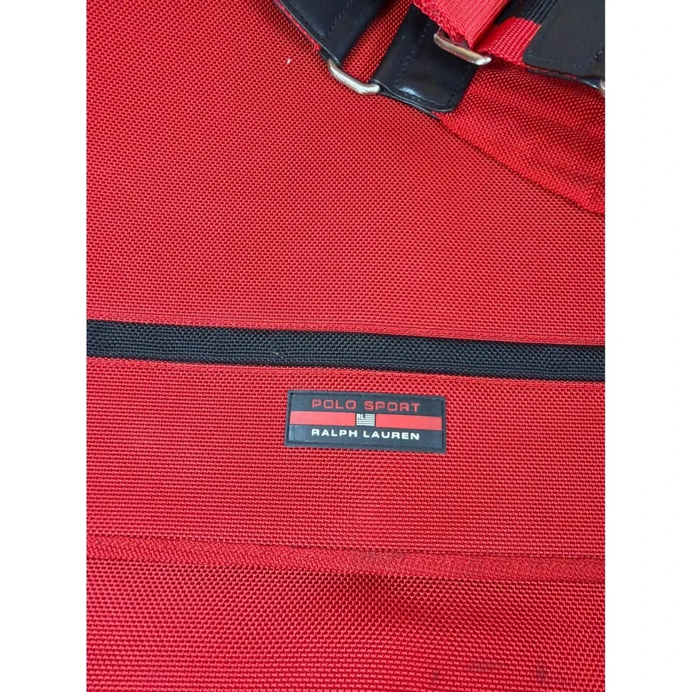 Vintage Polo Sport Ralph Lauren Red‎ Messenger Bag Crossbody Nylon Laptop Travel